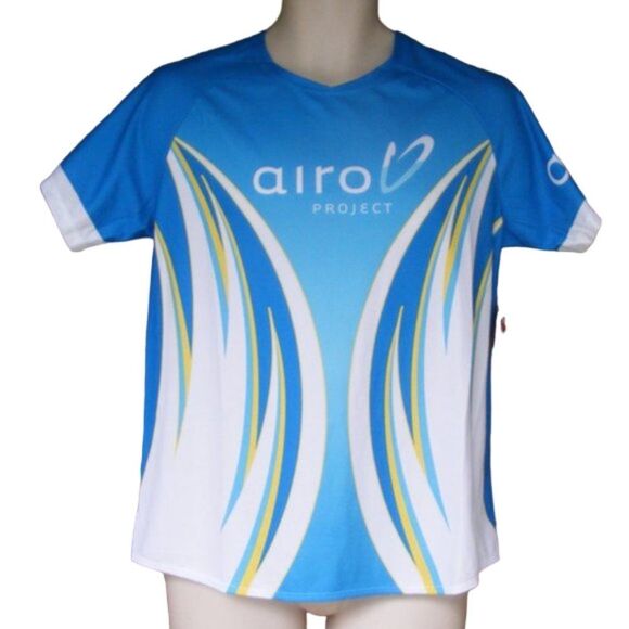new!! SUGOI Tech Shirt, L, Exercise Raglan, Blue/White, Yellow, Short sleeves - Picture 1 of 7